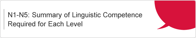 N1-N5: Summary of Linguistic Competence Required for Each Level